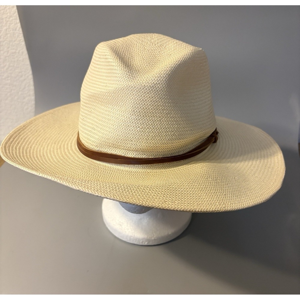 NEW Wyeth Straw Hat Lindsey Leather Hat Band Adjustable Band ($148 Retail)